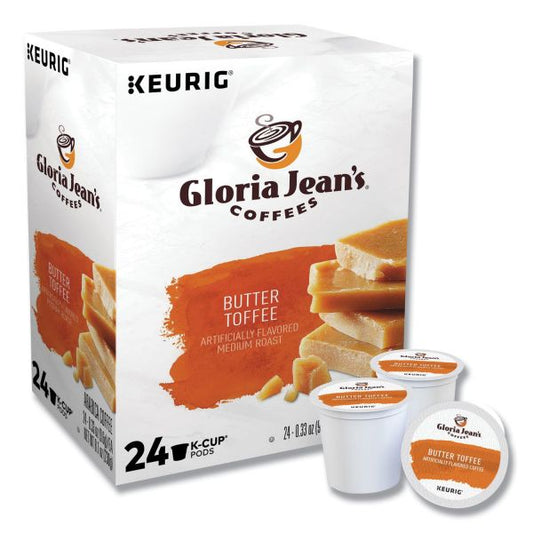 Gloria Jean's Coffees Single-Serve Coffee K-Cup Pods, Butter Toffee, Box Of 24