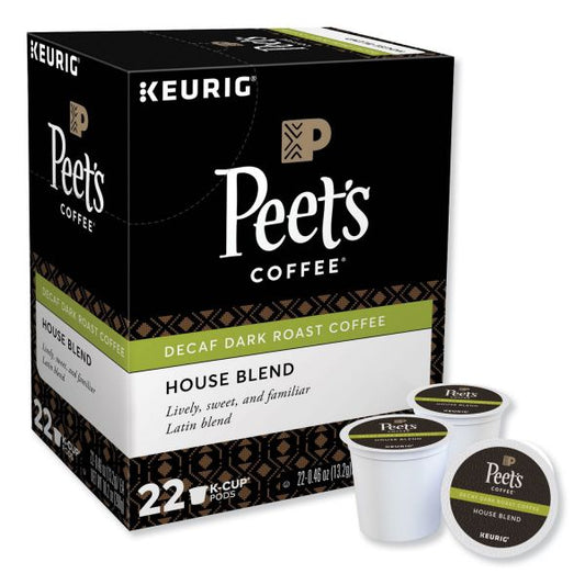 Peet's Coffee & Tea Single-Serve Coffee K-Cup Pods, Decaffeinated, House Blend, Box  Of 22