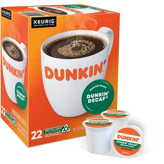 Dunkin' Donuts Single-Serve Coffee K-Cup Pods, Decaffeinated, Box Of 22