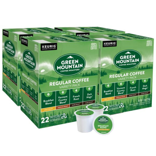 Green Mountain Coffee Single-Serve Coffee K-Cup, Regular Variety Pack, Carton Of 88, 2 x 22 Per Box