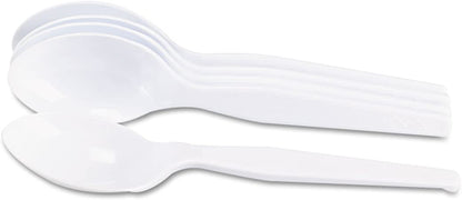 Dixie Plastic Utensils, Medium-Weight Teaspoons, White, Box Of 100 Teaspoons