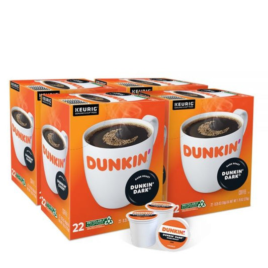 Dunkin' Donuts Single-Serve Coffee K-Cups, Dark Roast, Carton Of 4 88 K-Cups.