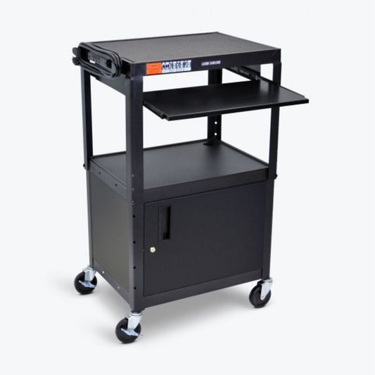 Adjustable Steel AV Cart - Cabinet  Pullout