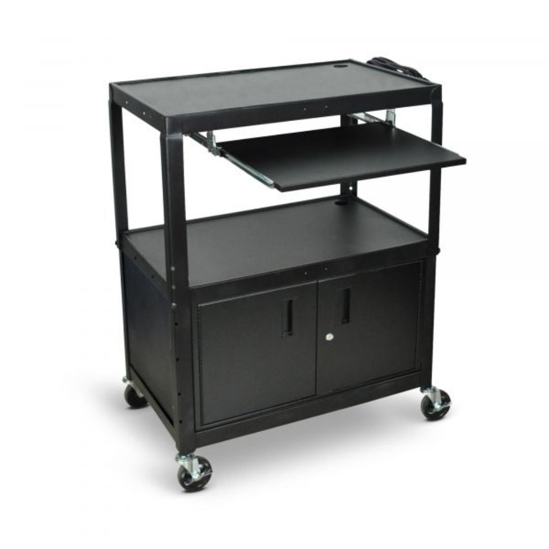 Extra-Large Adjustable-Height Steel Cart - Pullout keyboard Tray  Cab