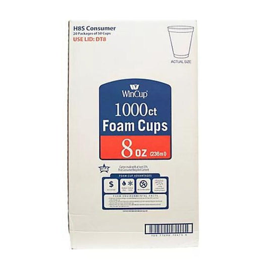 WinCup 8-Oz. Foam Cups 1,000 ct. (CANNOT SHIP TO CA)