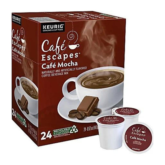 Cafe Escapes Single-Serve Coffee K-Cup Pods, Cafe Mocha, Box Of 24