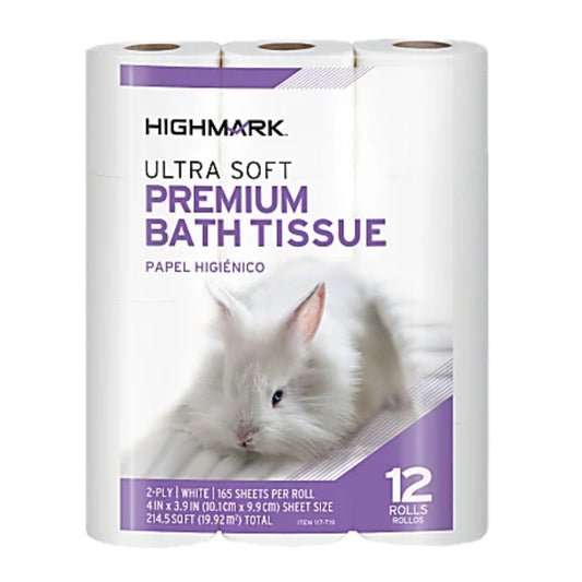 Highmark Ultra Soft 2-Ply Toilet Paper, 165 Sheets Per Roll, Pack Of 12 Rolls