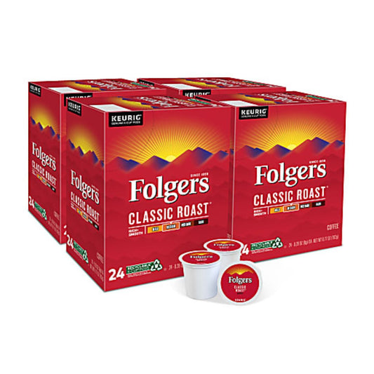 Folgers Single-Serve Coffee K-Cup, Classic Roast, Carton Of 96, 4 x 24 Per Box