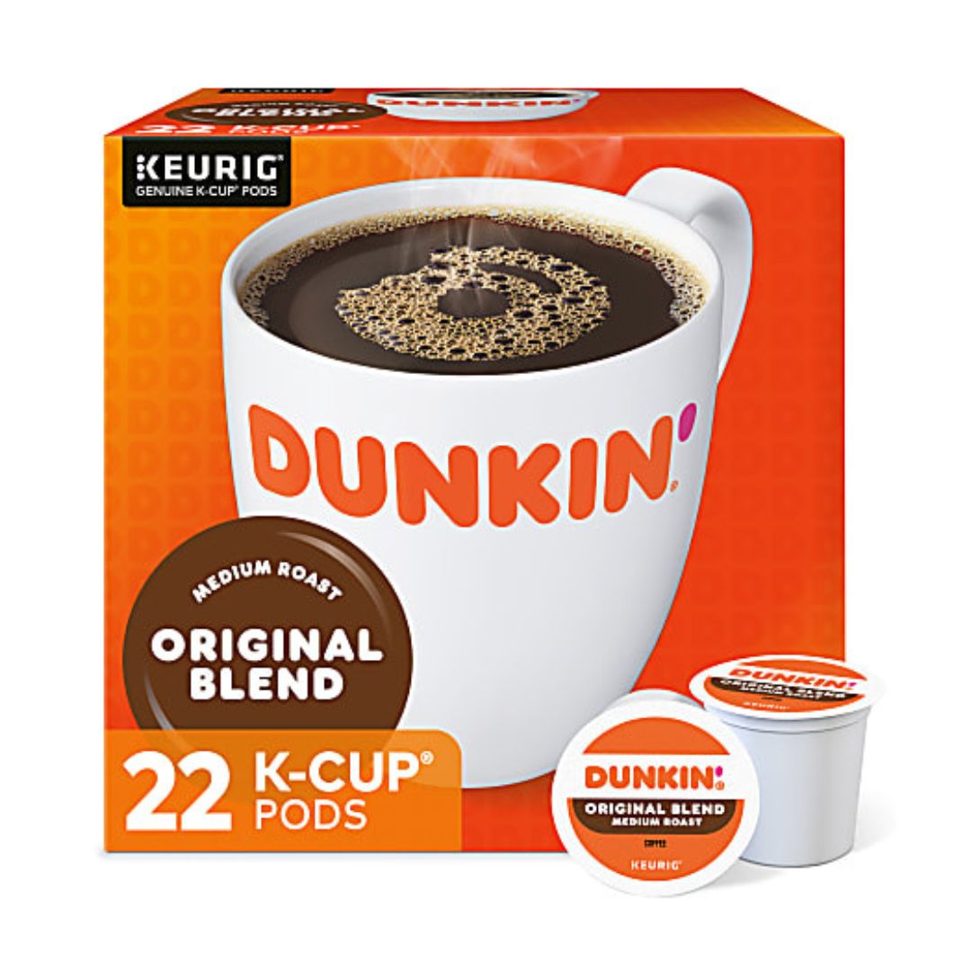 Dunkin' Donuts Single-Serve Coffee K-Cup Pods, Original Blend, Carton Of 22