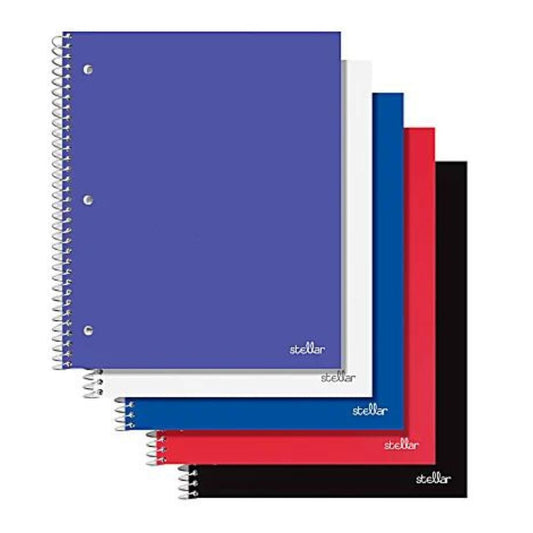 Office Depot Brand Stellar Poly Notebook, 8-1/2" x 11", 1 Subject, College Ruled, 80 Sheet, Assorted Colors, Pack Of 5 Notebooks