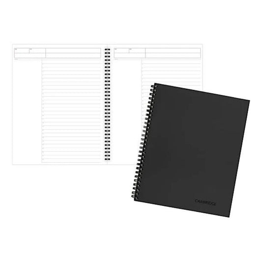 Cambridge Limited 30% Recycled Business Notebook, 8 1/4" x 11", 1 Subject, Wide Ruled, 80 Sheets, Black (06064)