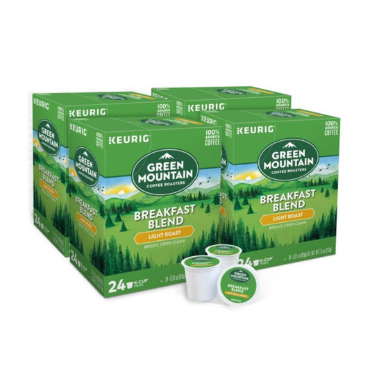 Green Mountain Coffee Single-Serve Coffee K-Cups, Breakfast Blend, Carton Of 4 Cups, Box Of 24 Cartons