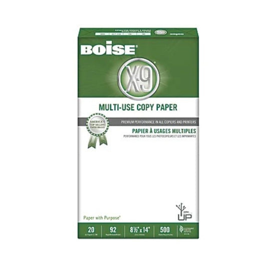 Boise X-9 Multi-Use Print & Copy Paper, Legal Size 8 1/2" x 14", 92 Brightness, 20 Lb, White, Ream Of 500 Sheets