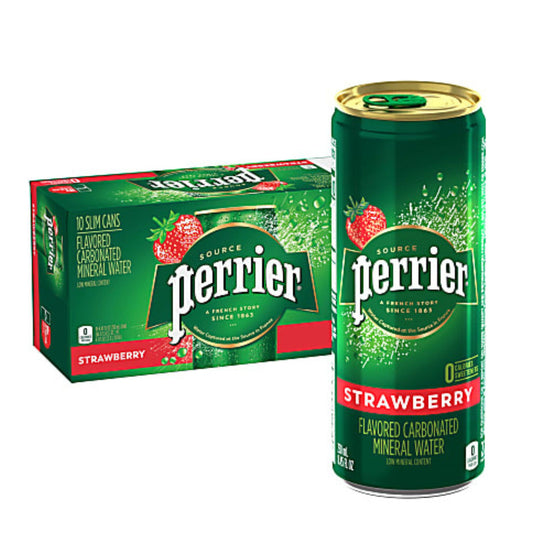 Perrier Sparkling Mineral Water Strawberry 8.45 Oz. Pack Of 10