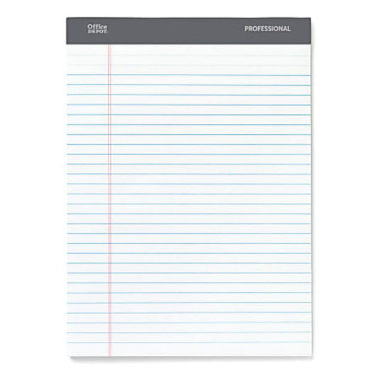 Office Depot Brand Professional Legal Pad, 8 1/2" x 11 3/4", Legal Ruled, 50 Sheets Per Pad, White, Pack Of 8 Pads