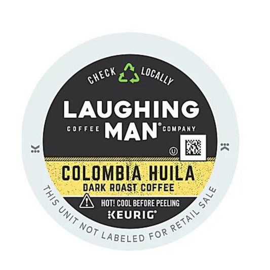 Laughing Man Single-Serve Coffee K-Cup Pods, Dark Roast, Columbia Huila, Box Of 22