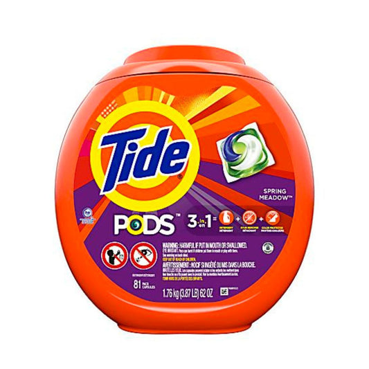 Tide PODS Liquid Laundry Detergent Soap Pacs, Spring Meadow, Pack Of 81 Pacs