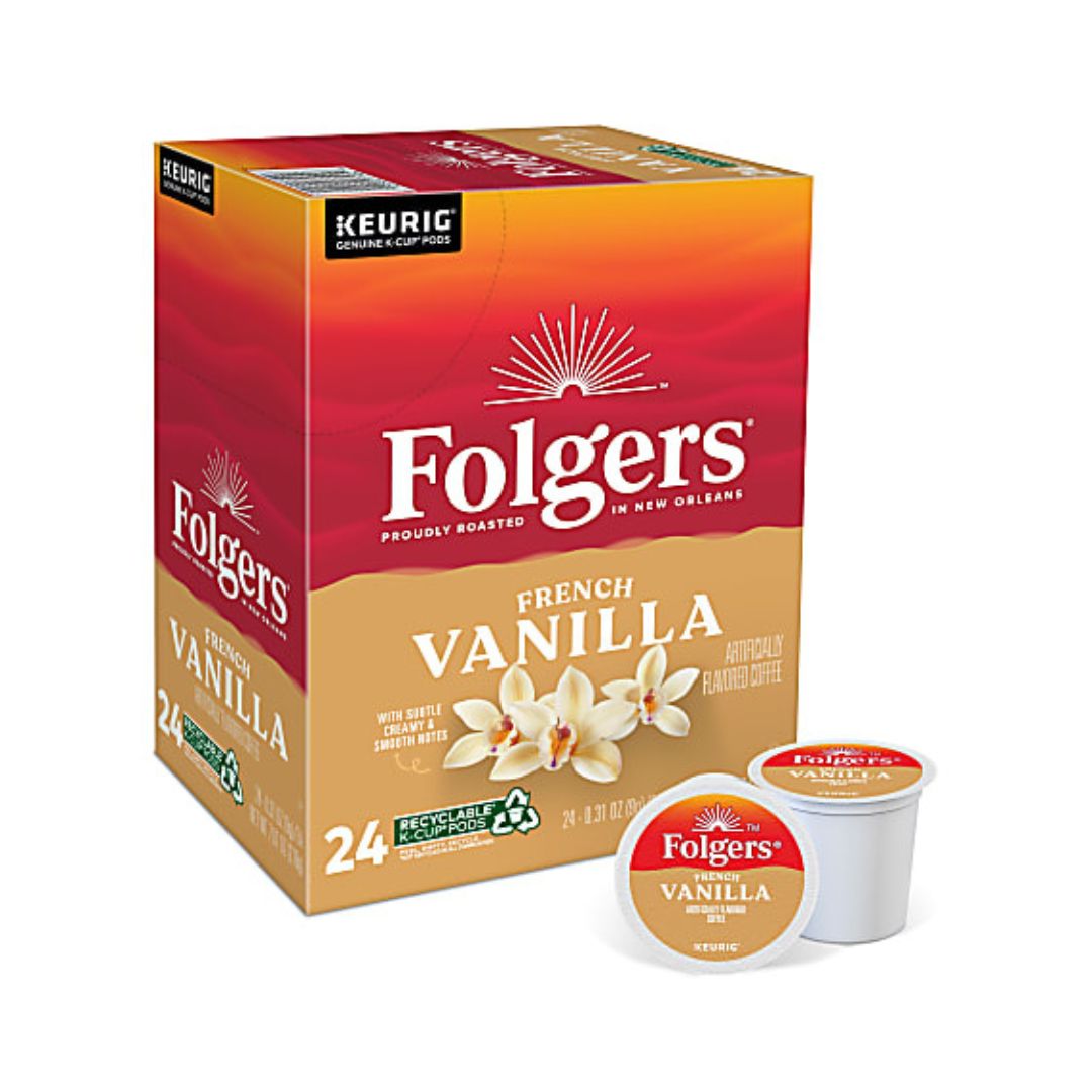 Folgers Gourmet Selections Single-Serve Coffee K-Cup, French Vanilla, Carton Of 24