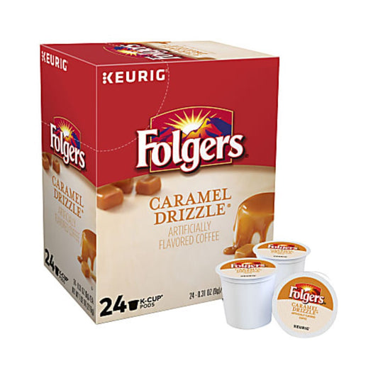 Folgers Single-Serve Coffee K-Cup Pods, Caramel Drizzle, Box Of 24