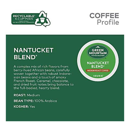 Green Mountain Coffee Nantucket Blend Coffee K-Cup Pods, Medium Roast, Classic, Box Of 48 Pods