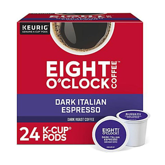 Eight O'Clock Single-Serve Coffee K-Cup Pods, Dark Italian, Box Of 24