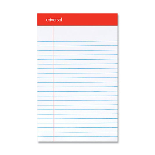 Universal Perforated Ruled Writing Pads, Narrow Rule, 5" x 8", White, Pack Of 12 Pads