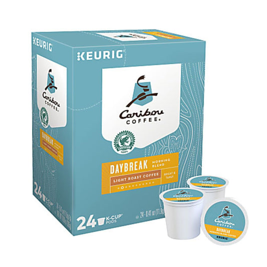 Caribou Coffee Single-Serve Coffee K-Cup Pods, Daybreak Morning Blend, Box Of 24