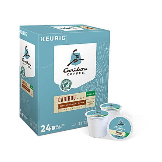 Caribou Coffee Single-Serve Coffee K-Cup Pods, Decaffeinated, Caribou Blend Box Of 24