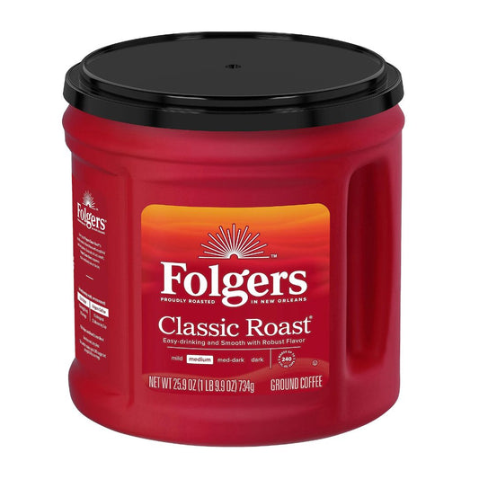 Folgers Classic Roast Ground Coffee, Medium - 25.9 oz - 1 Each