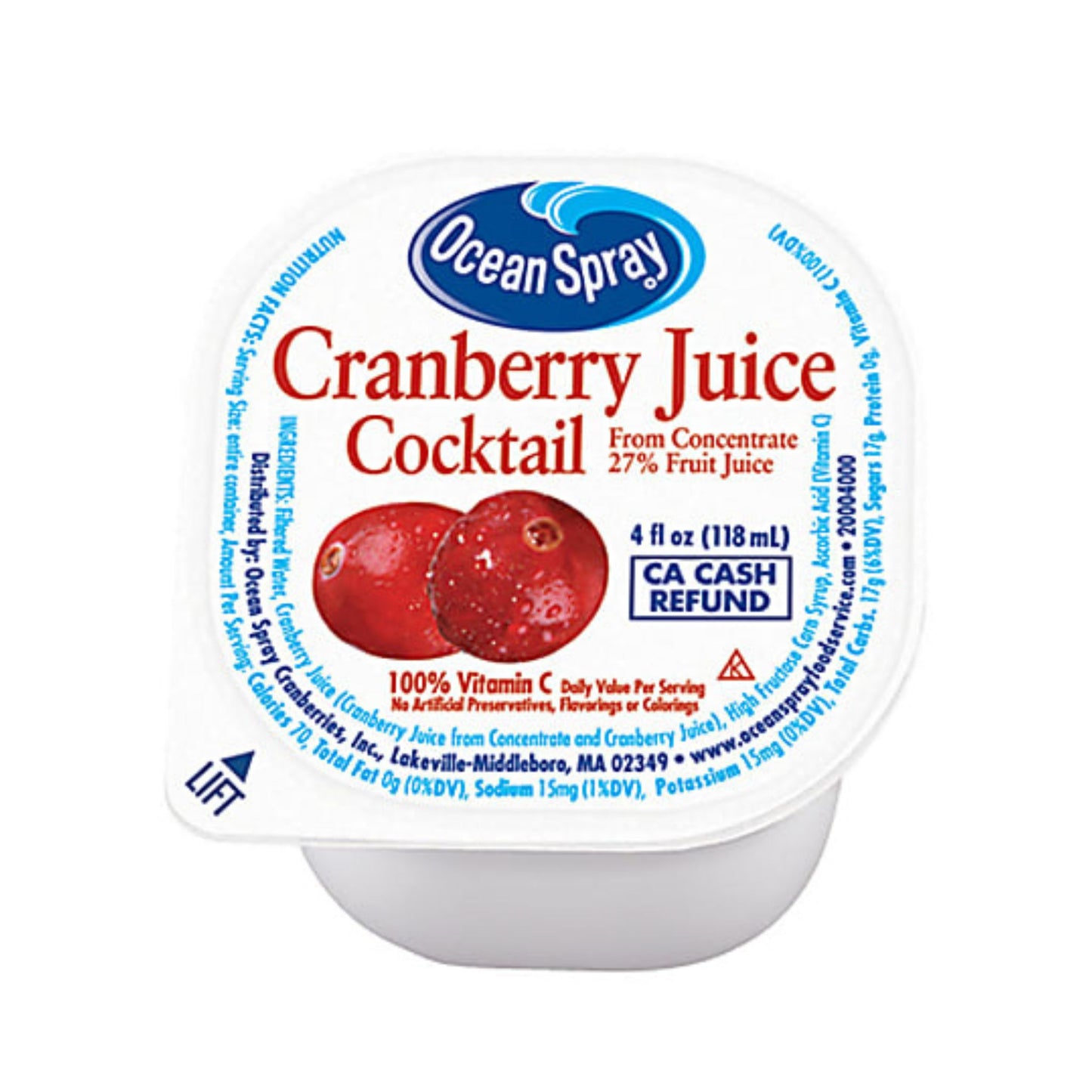 Ocean Spray Cranberry Juice 4 Oz. Pack Of 48 Cups