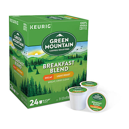 Green Mountain Coffee Single-Serve Coffee K-Cup Pods, Decaffeinated, Breakfast Blend, Box Of 24