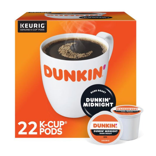 Dunkin' Donuts Single-Serve Coffee K-Cup Pods, Midnight, Box Of 22