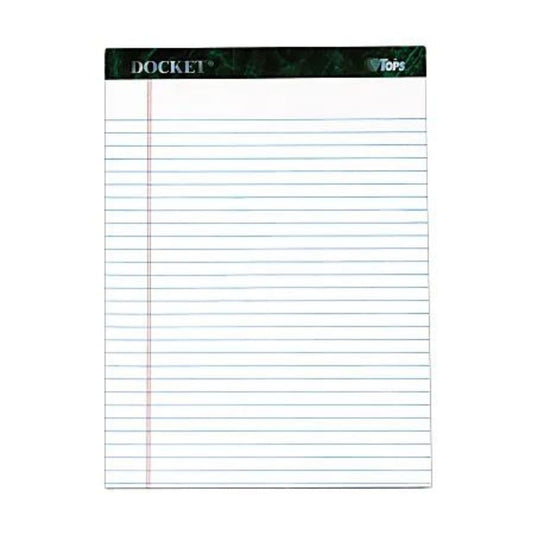 TOPS Docket Writing Pads, 8 1/2" x 11 3/4", Legal Ruled, 50 Sheets Per Pad, White, Pack Of 12 Pads