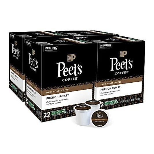 Peet’s Coffee & Tea Single-Serve Coffee K-Cups, French Roast, Carton Of 4 Cups, Box Of 2 Cartons2