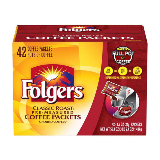 Folgers Classic Roast Ground Coffee Packets 1.2 oz. 42 ct.