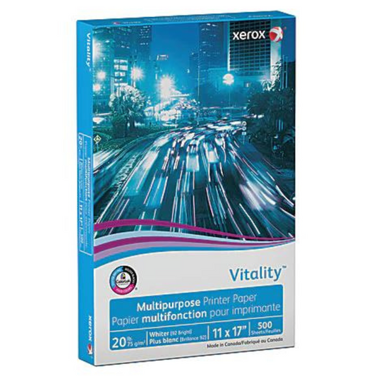 Xerox Vitality Multi-Use Print & Copy Paper, Ledger Size 11" x 17", 92 Brightness, 20 Lb, FSC Certified, White, Ream Of 500 Sheets