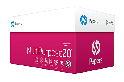 HP Multipurpose Copy and Print Paper, Letter Size 8 1/2" x 11", 20 Lb, Ultra White, 500 Sheets Per Ream, Case Of 10 Reams