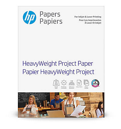 HP Heavyweight Project Paper, Letter Size 8 1/2" x 11", 95 Brightness, 40 Lb, White, White, 250 Sheets