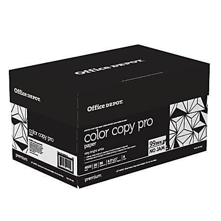 Office Depot Brand Colored Copy Paper, Letter Size 8 1/2" x 11", 28 Lb, White, 500 Sheets Per Ream, Case Of 8 Reams