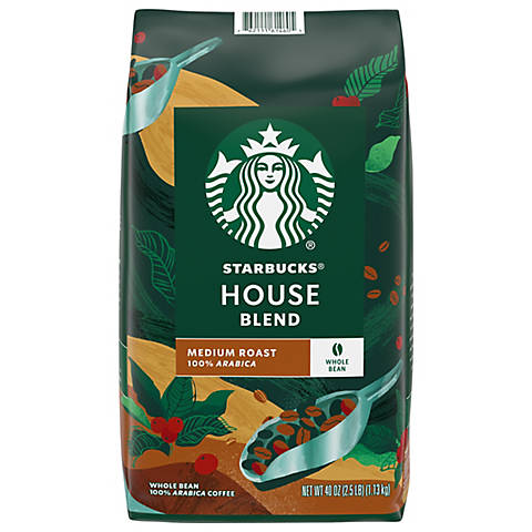 Starbucks House Blend Medium Roast Whole Bean Coffee 40oz.